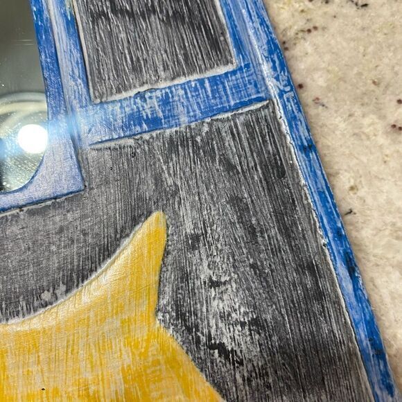 Vintage 19 X 11 Nautical Themed Resin Blue And Yellow Mirror‎ - Picture 5 of 8